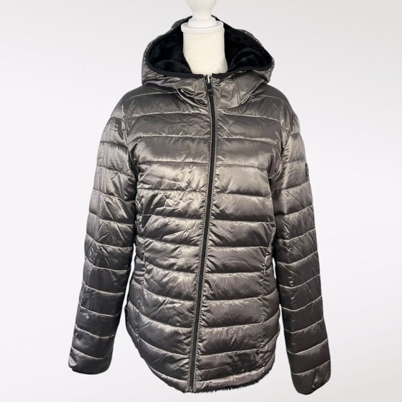 Andrew Marc Reversible Quilted Puffer Jacket Hooded Small - Picture 3 of 12